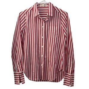 Alex Mill Women XS Red White Stripe Button Down Shirt Cotton Minimalist Nautical